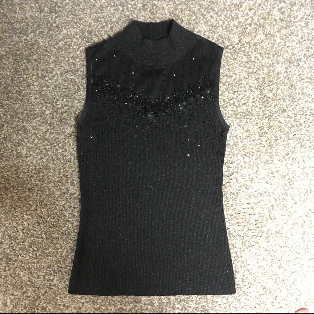 Dress Barn sparkly black sleeveless top, large